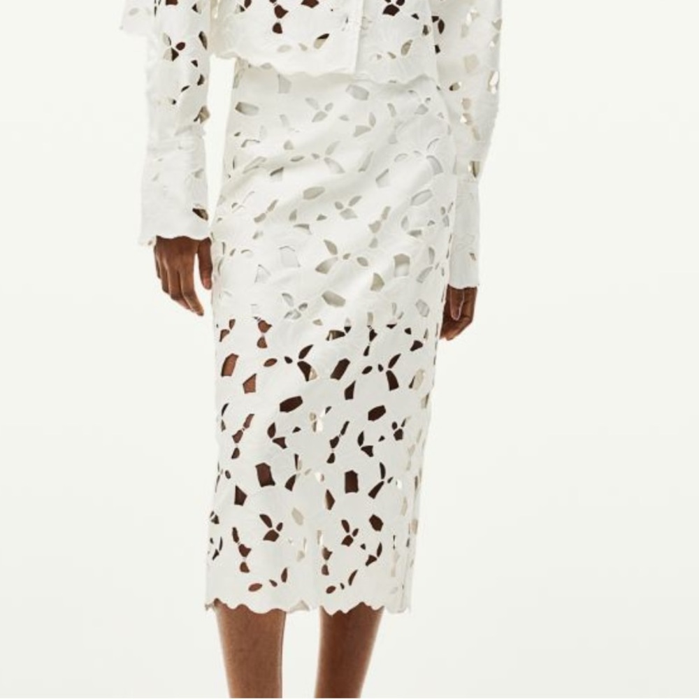 H&M White Midi Skirt